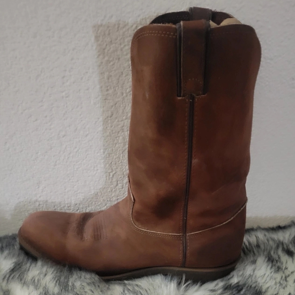 Durango‎ Mens Brown Leather Western Boots Mid-Calf Pull On Rugged, Size 12D